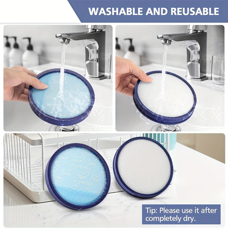 2-Pack Blue Washable Vacuum Filters for Bagless Upright Vacuums