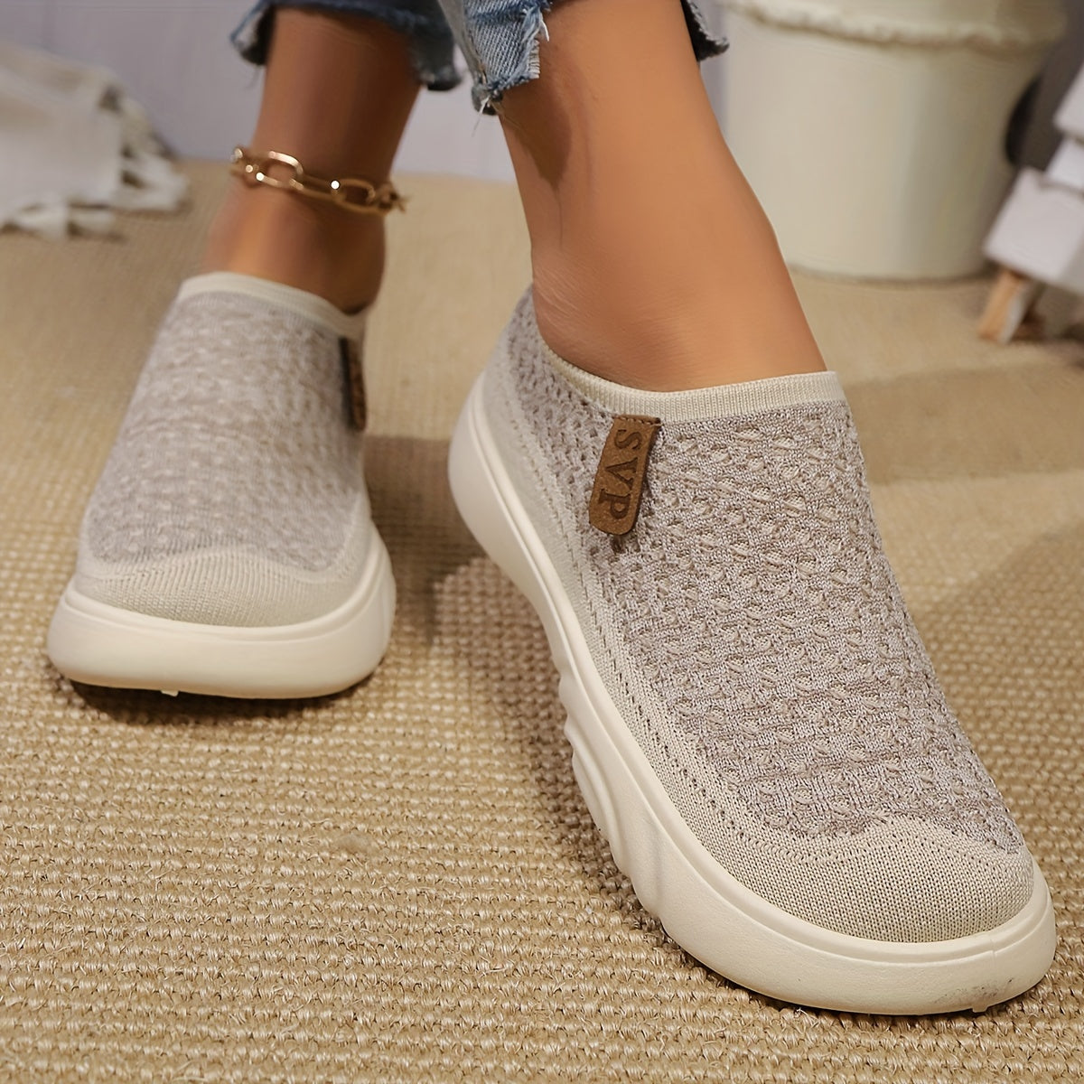 Women's Breathable Mesh Slip-On Sneakers Casual Lightweight Non-Slip Sole All-Season