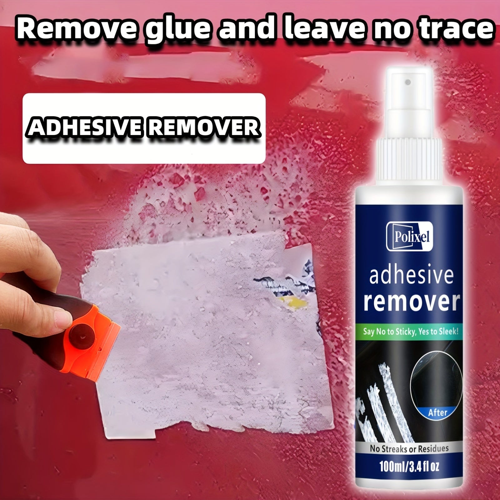 Adhesive Remover Spray for Car Glass and Paint, 3.4Oz, Residue and Label Removal