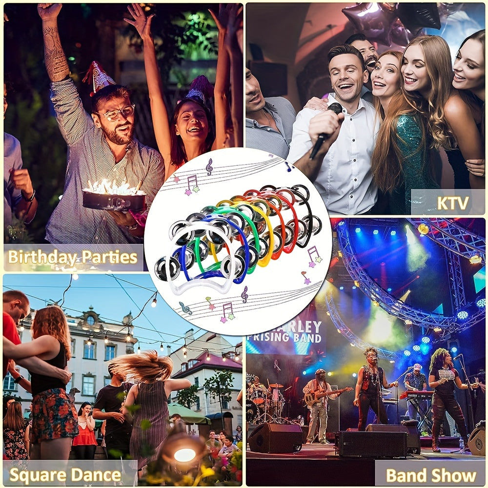 Plastic Hand Tambourine with 4 Bells for Kids and Adults Musical Percussion Instrument for Parties and Celebrations