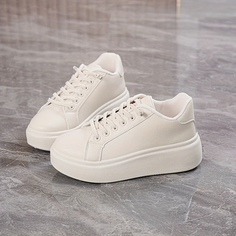 Zapatillas de plataforma transpirables para mujer con suela suave, zapatos casuales para todas las estaciones, blanco
