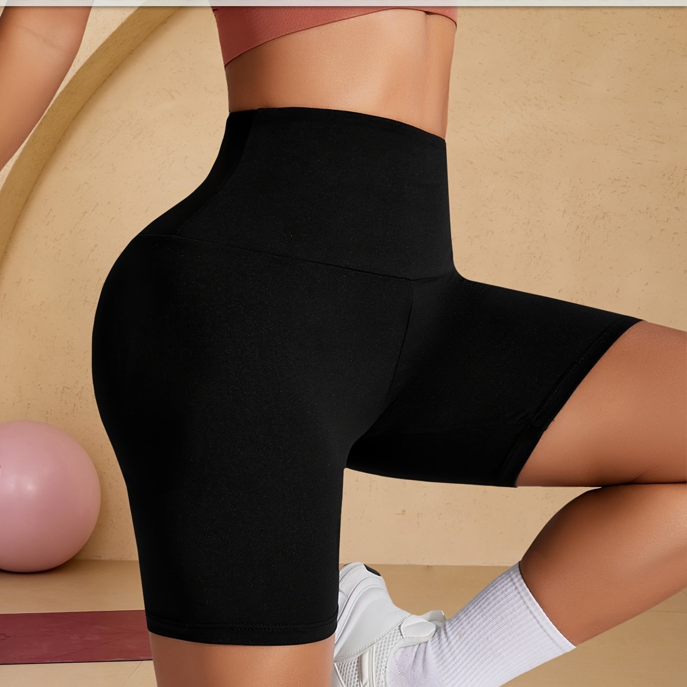 Plus Size Women's High Waisted Biker Shorts Athletic Yoga Running Outdoor