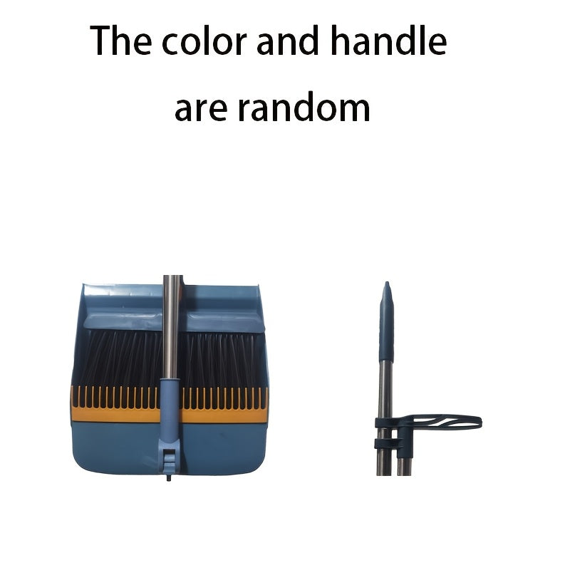 Juego práctico de escoba y recogedor para interior con mango de acero plegable cerdas suaves