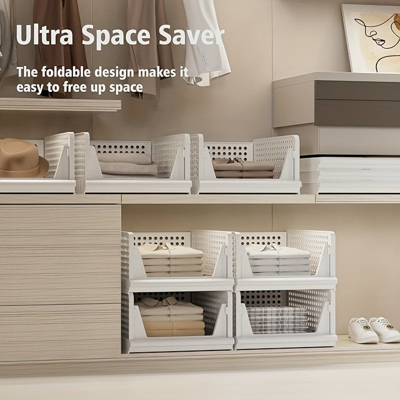 3-to'plamlik buklanuvchi plastmassa saqlash qutilari shkaf va yotoq xonasi uchun tashkil etish