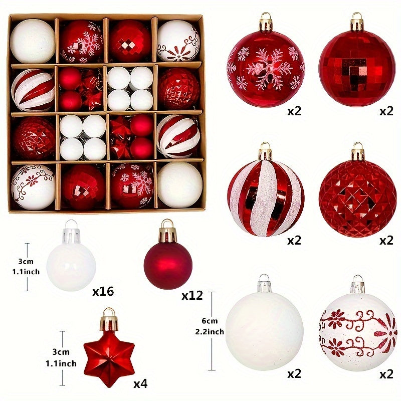 44 bolas decorativas para árbol de Navidad para decorar fiestas, bodas y regalos