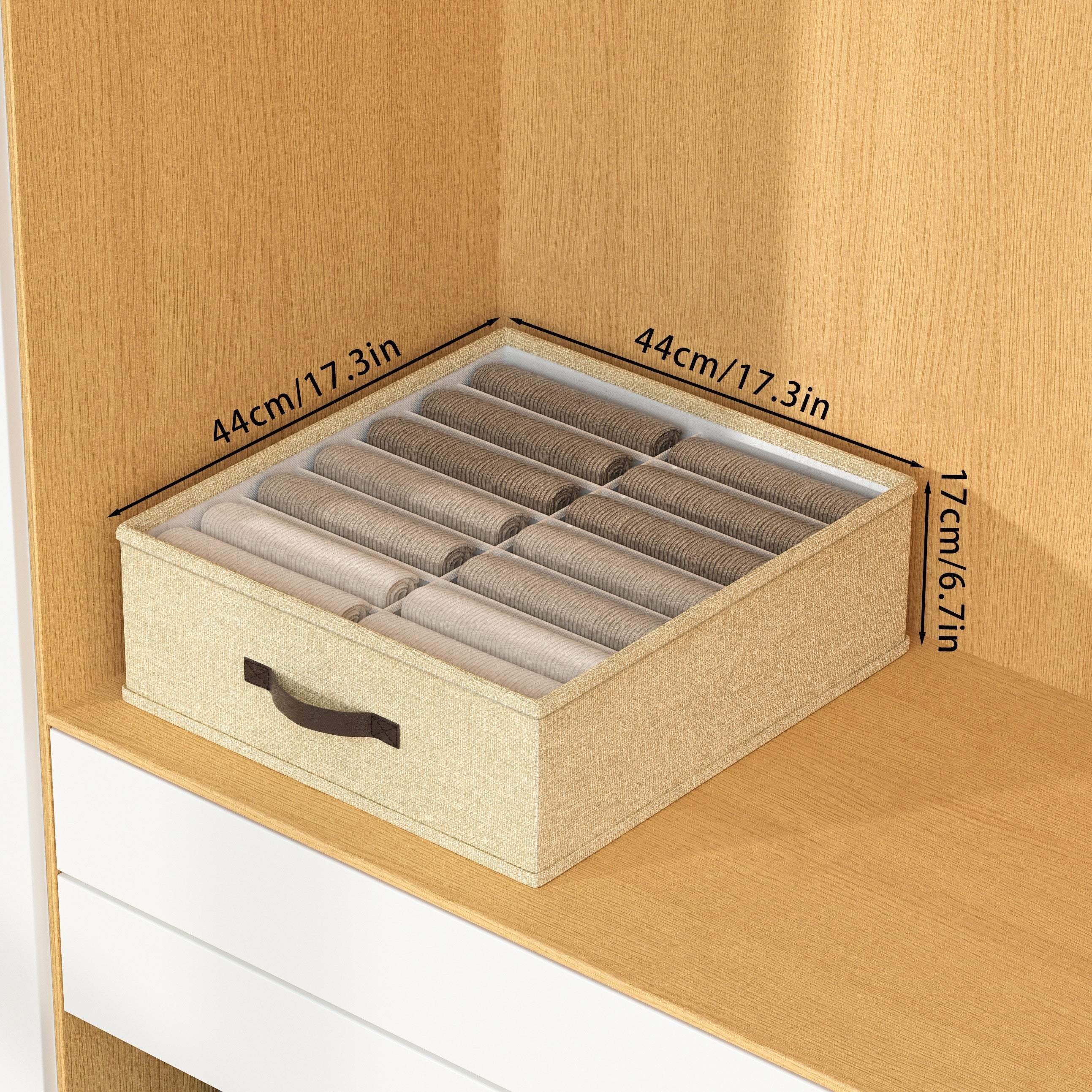 Minimalist Fabric Storage Box Foldable Beige Light Grey for Home Organization