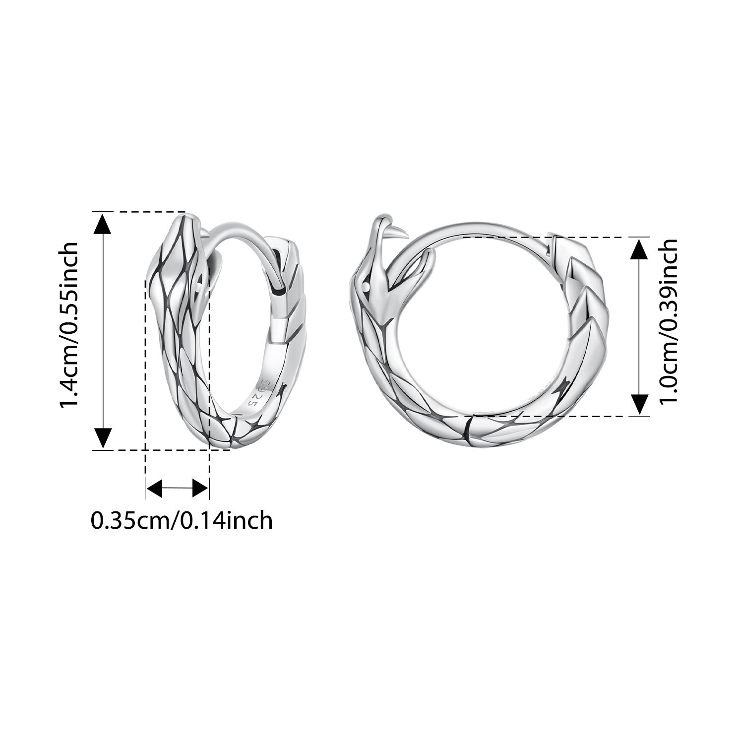Women's Silver Snake Hoop Earrings Hypoallergenic Sterling Silver for Everyday and Special Occasions