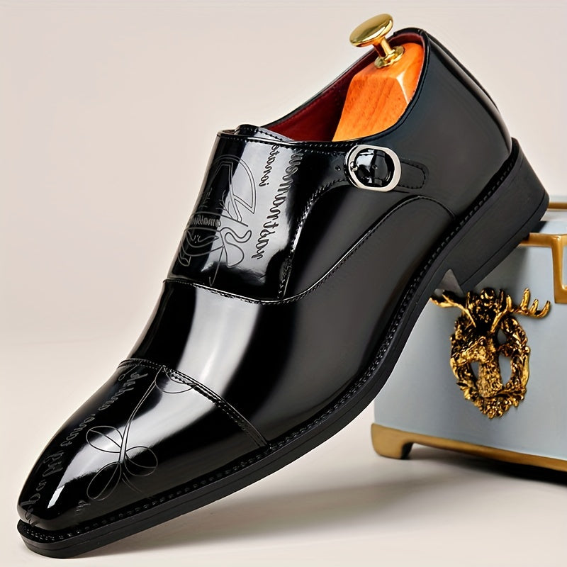 Men's Casual Shoes Large Size Buckle Design Solid Color Leather Comfortable All-Season