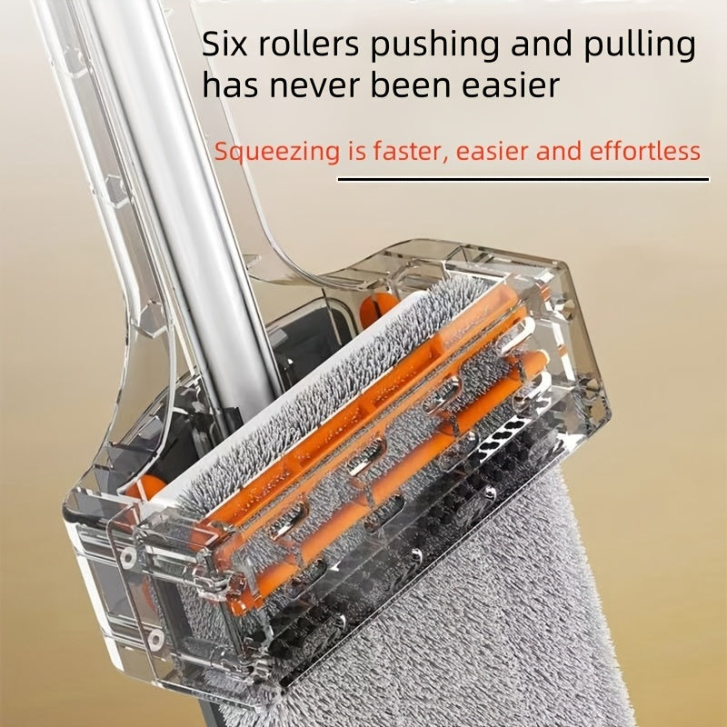 Flat Mop with Self-Draining System, Washable Microfiber Pad, Reinforced Handle