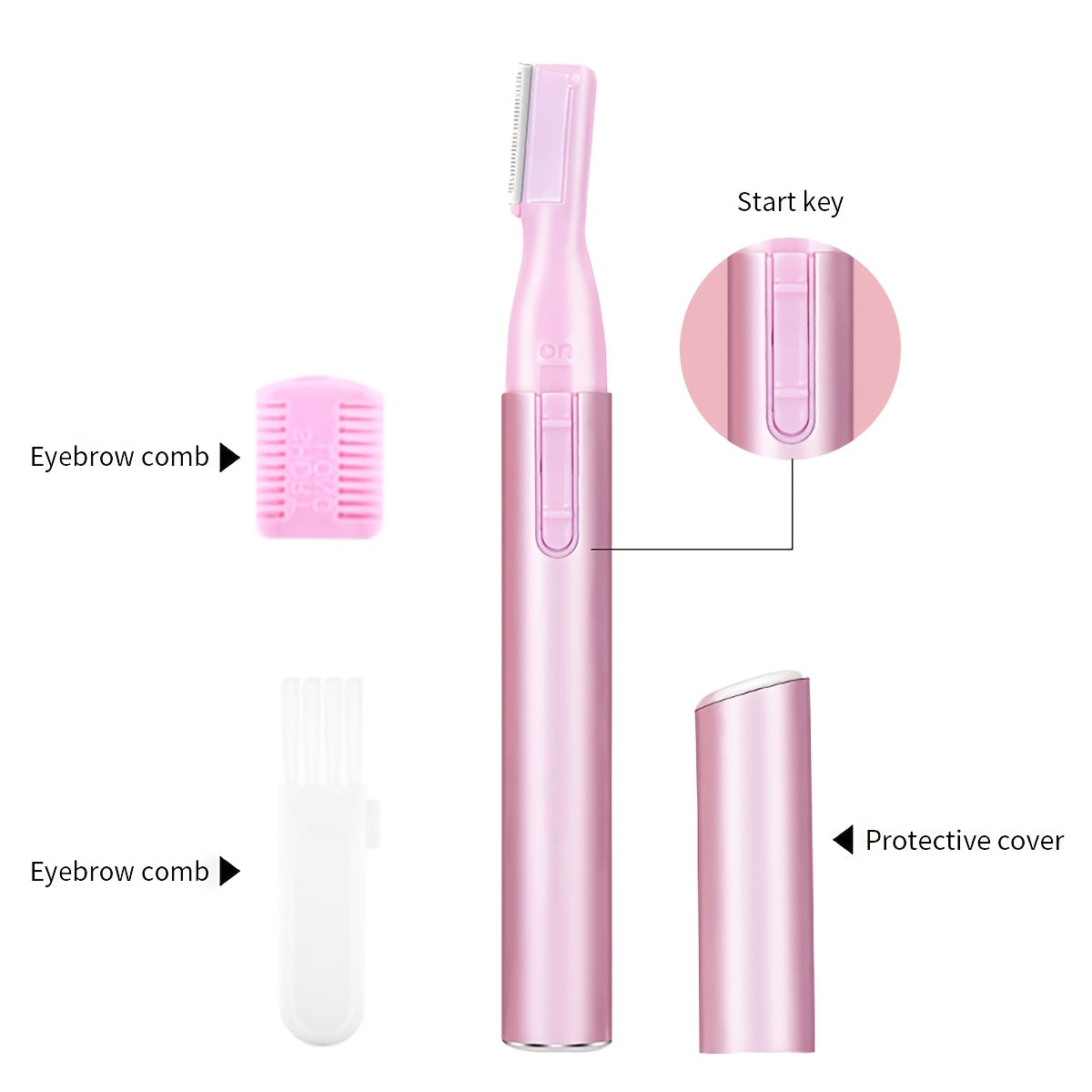 Recortadora eléctrica de cejas para hombres y mujeres, recargable, rosa y blanca