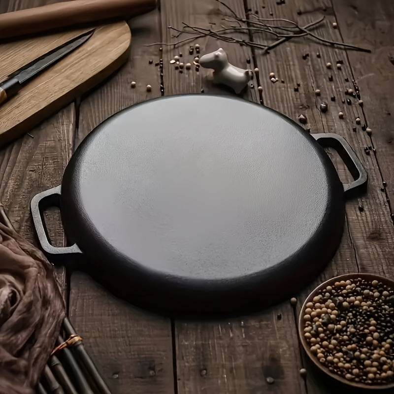 Cast Iron Skillet for Pizza Pancakes and BBQ Non-Stick Stovetop Suitable for Home and Outdoor Cooking
