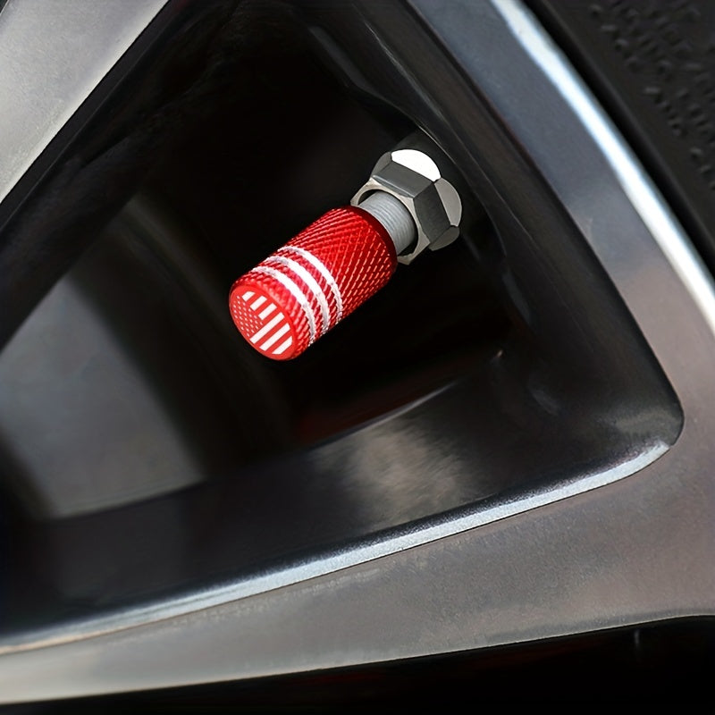 5pcs Patriotic American Flag Aluminum Alloy Tire Valve Caps Leak-Proof Corrosion-Resistant