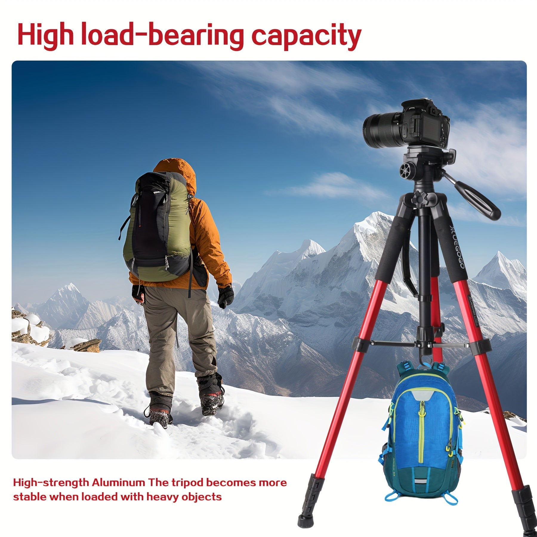 Lightweight Digital SLR Tripod Camera Stand with Detachable Gimbal Aluminum Alloy