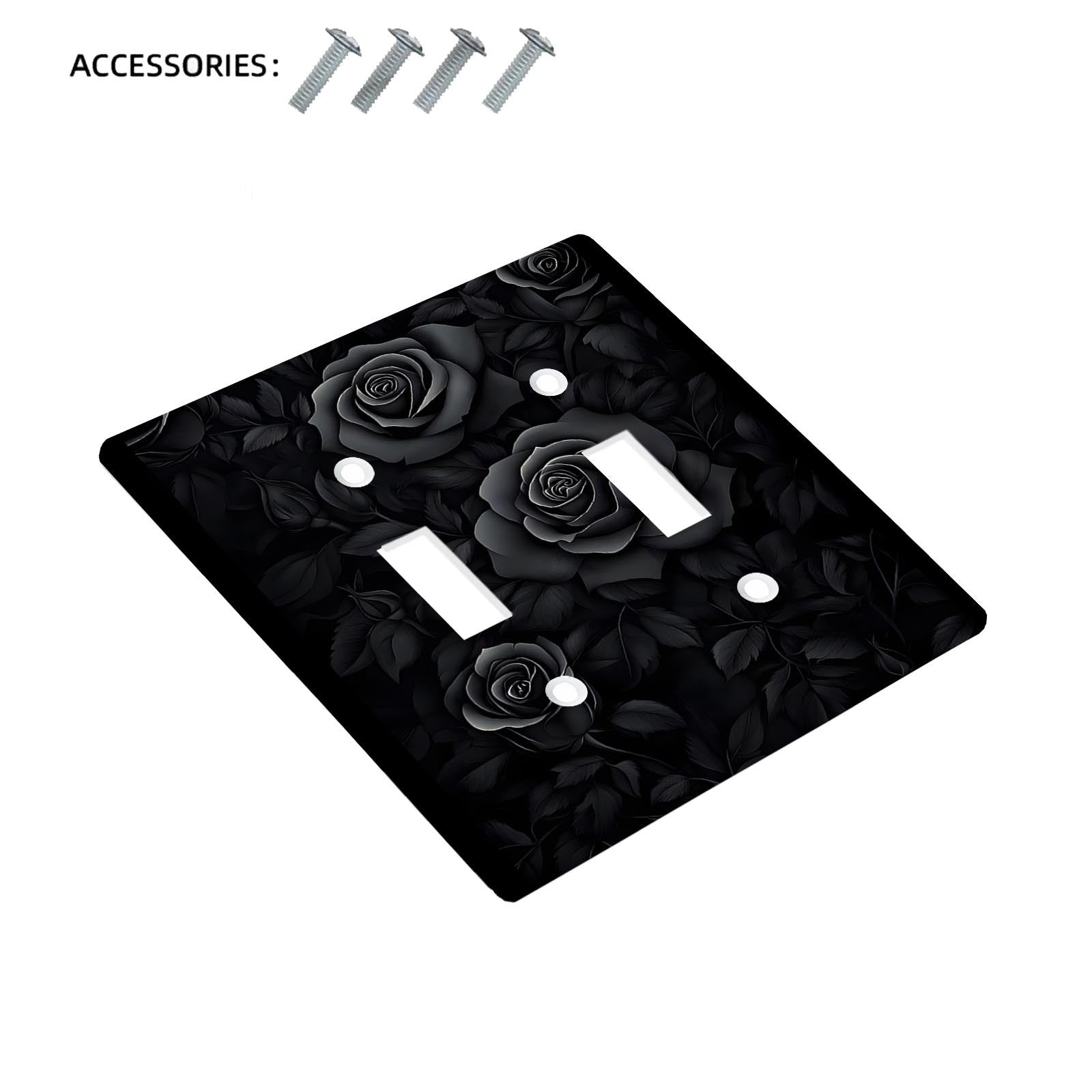 Luz decorativa de flor Rosa Negra para cubierta de interruptor, material PC, decoración artística para el hogar