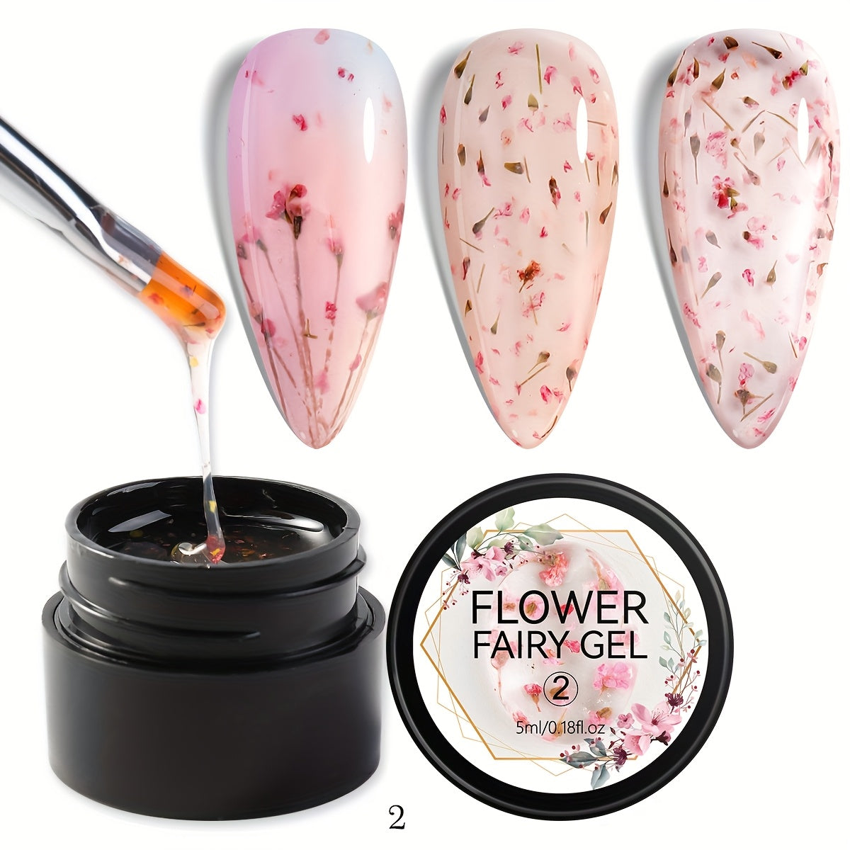Unscented Metal Compatible Gel Nail Polish with Dried Flower Design for DIY Manicures