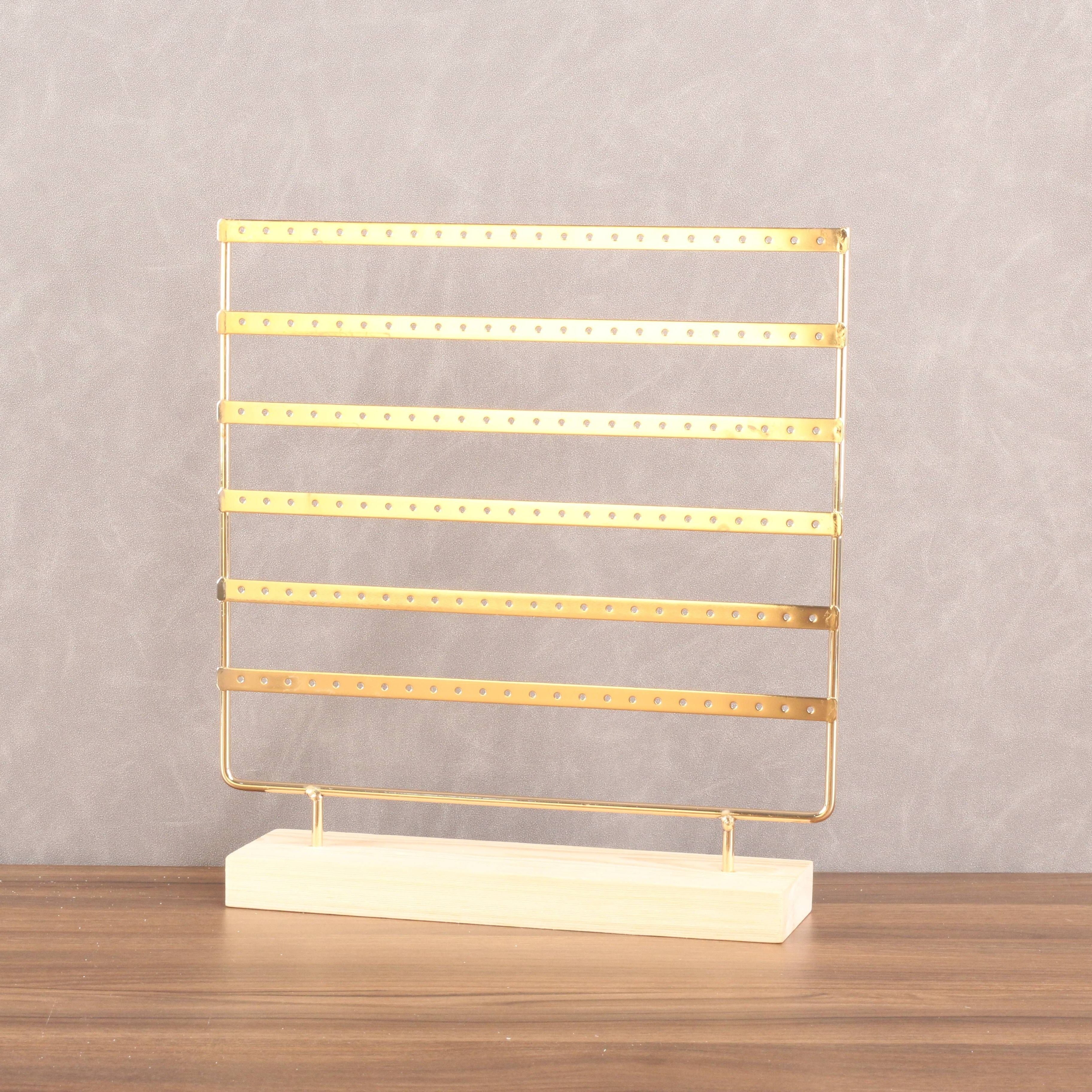 Шестиярусная витрина для серег с металлическим держателем и деревянной основой