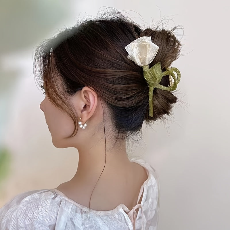 Tulip Flower Hair Claw Clip for Thick Hair Firm Grip Slip-Resistant Hair Accessory