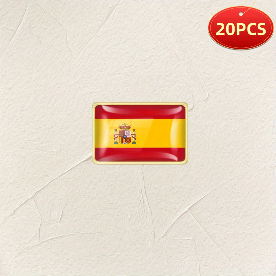 Set of 20 Spanish Flag Alloy Lapel Pins Square National Emblem Brooches for Jackets Backpacks Accessories