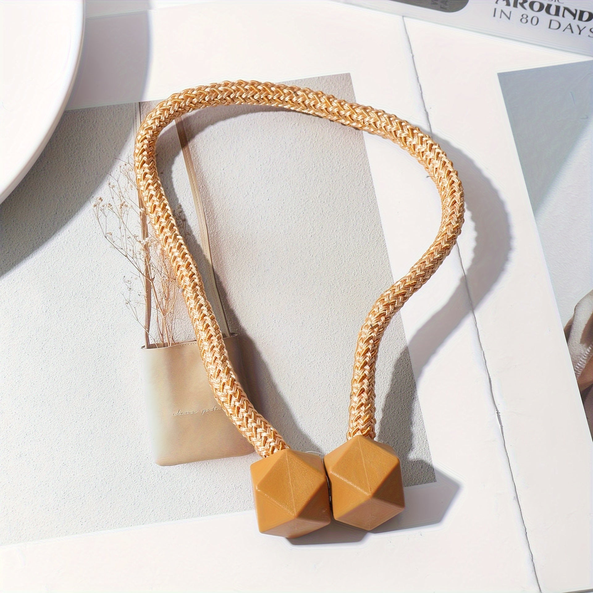 Magnetic Curtain Tiebacks with Thick Twist Cords and Strong Magnets for Home Decor