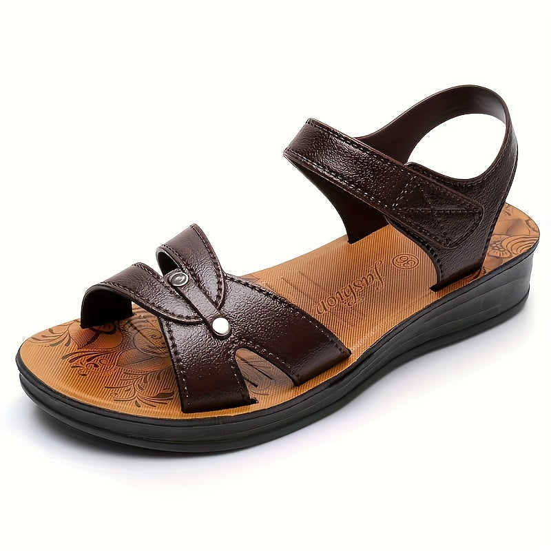 Women's Solid Color Sandals Ankle Strap Wedge Summer Casual Shoes