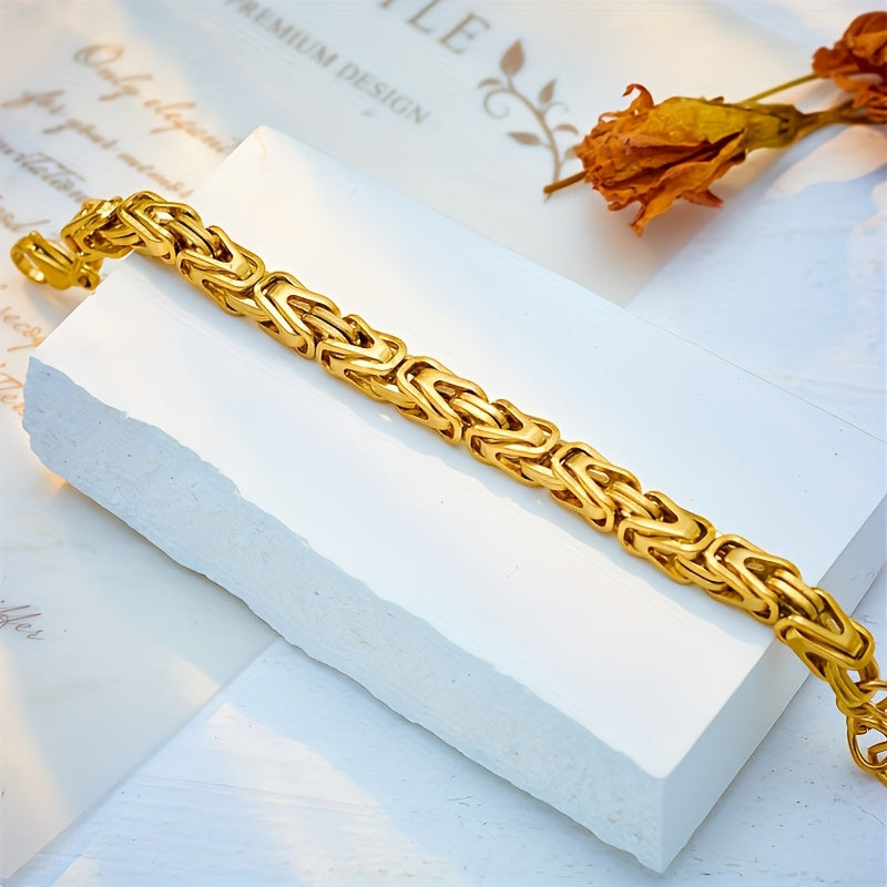 Women's Gold Stainless Steel Thick Chain Bracelet for Daily Wear and Parties