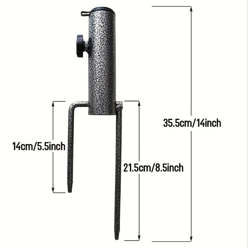Soporte para paraguas de metal resistente con anclaje en espiral para suelo para uso exterior negro