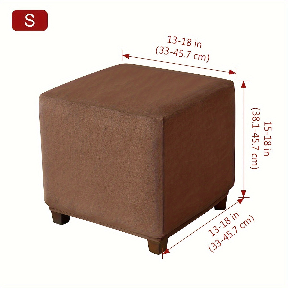 Funda de terciopelo plateada para reposapiés para taburete pequeño cuadrado