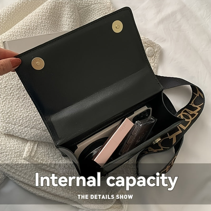 Мини-сумка через плечо из искусственной кожи с широкой лямкой, винтажная кроссбоди для ежедневного использования