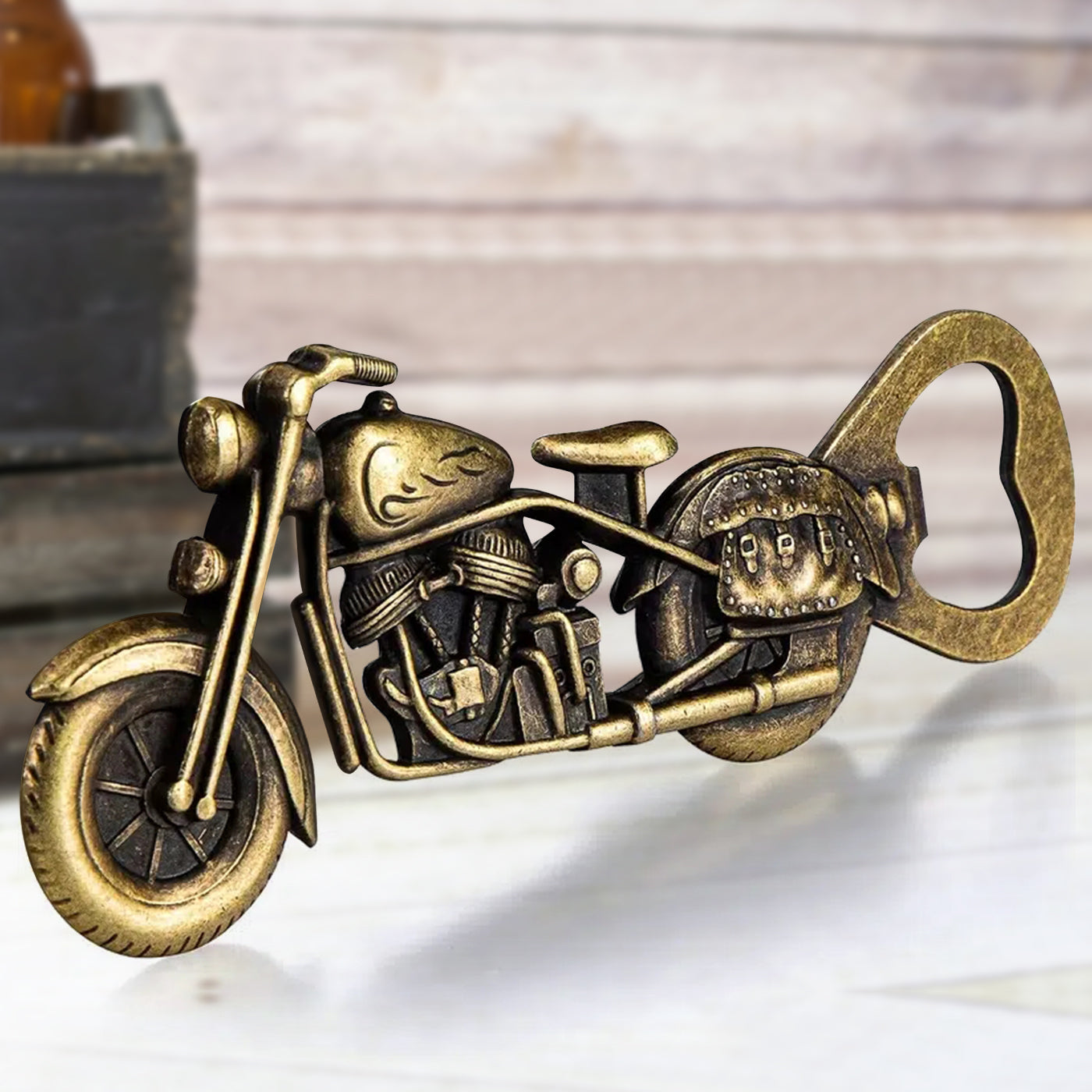 Golden Motorcycle Bottle Opener for Beer Lovers Men 5x2 Inches