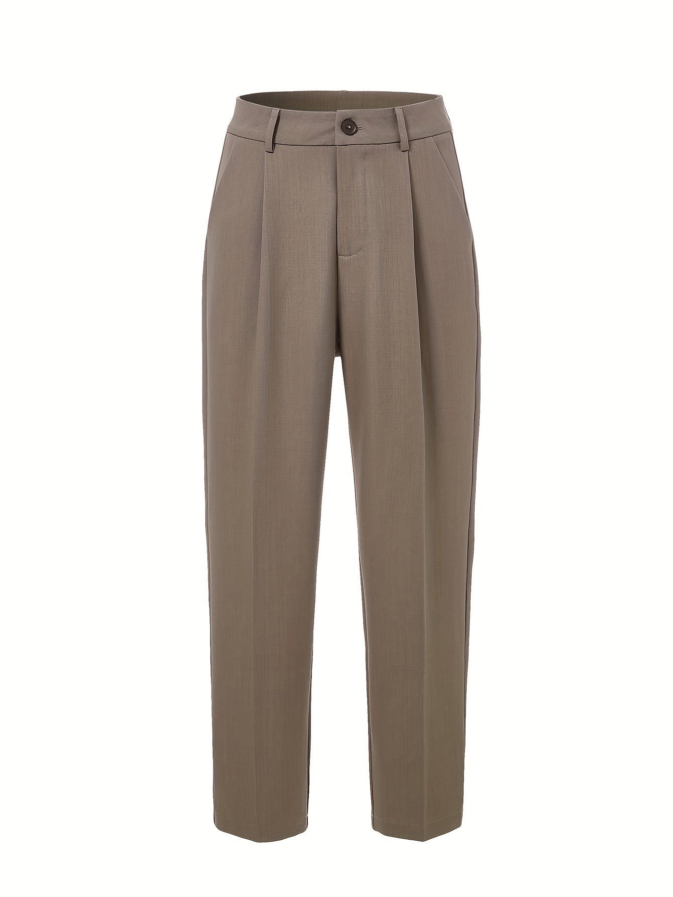 Women's Pleated Straight Leg Pants with Pockets Casual Cropped Suit Trousers