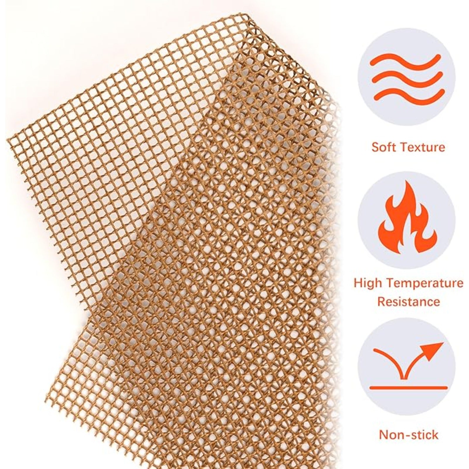 Set of 2 Non-Stick Glass Fiber Grill Mesh Mats Reusable Outdoor Cooking