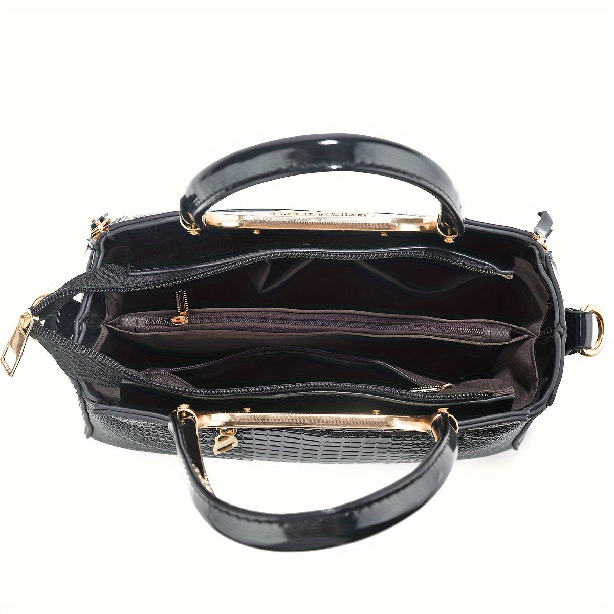 Animal Print Vegan Leather Shoulder Bag Set with Wallet Adjustable Strap Zip Closure Lightweight