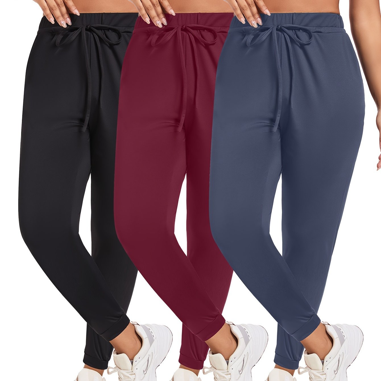 Women's Large Yoga Leggings Set 3 Piece Casual Drawstring Sports Easy Wear