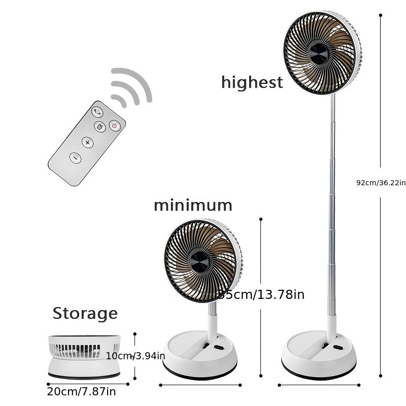 Portable USB fan foldable remote control desktop floor use 8-inch brushless motor