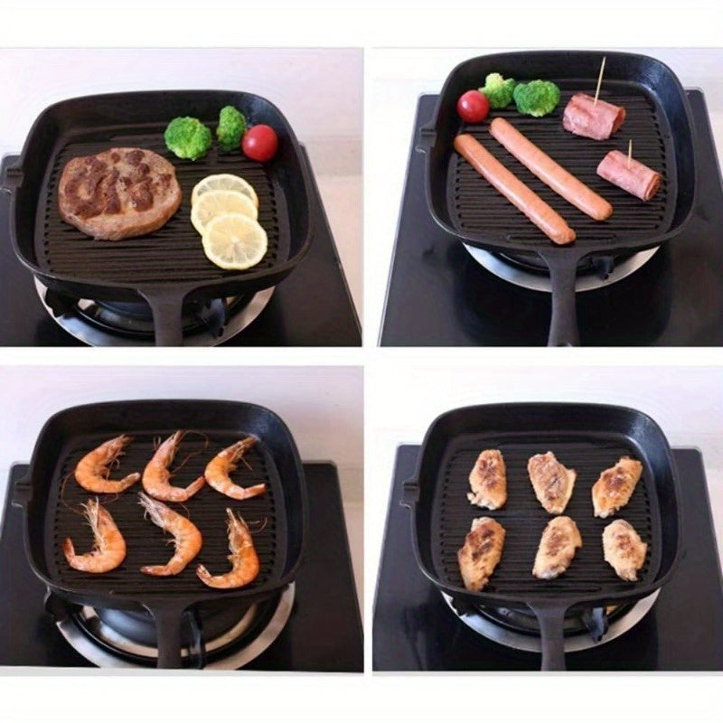 Cast Iron Skillet Non-Stick Steak Grill Frying Pan for Gas and Induction Cooking