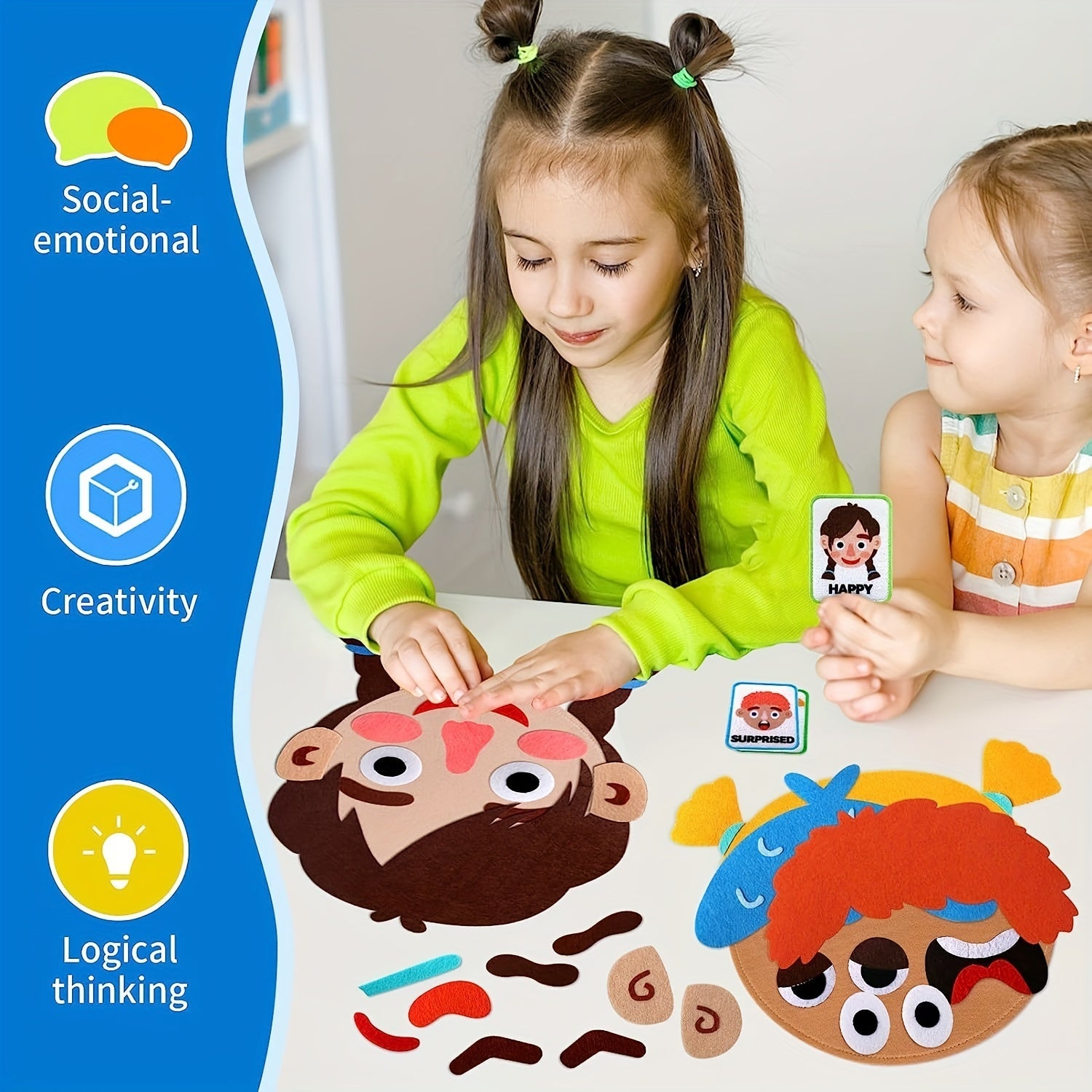 Social Emotional Learning Activities for Kids with Face Boards and Emotion Cards Educational Toys