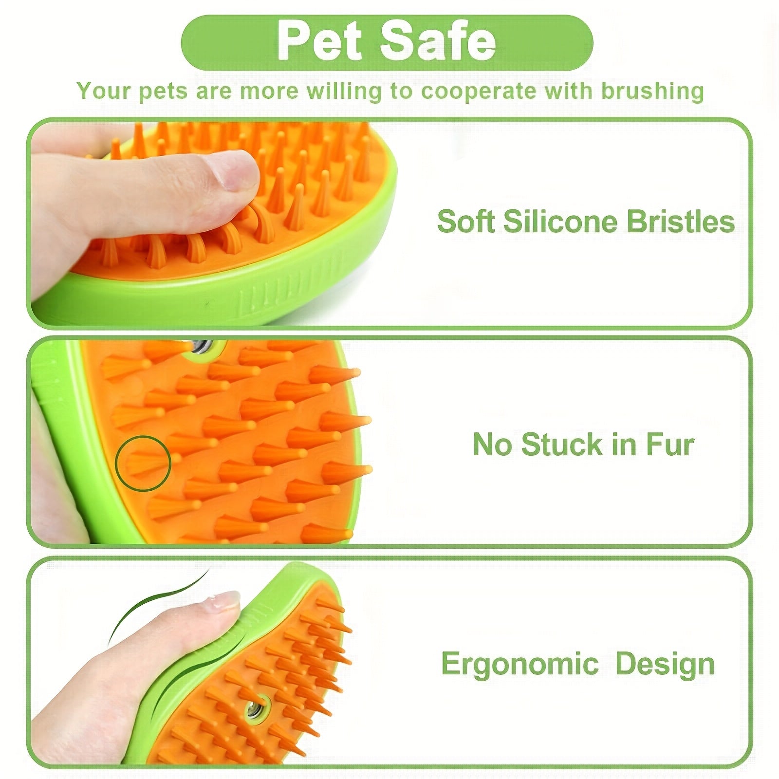 Pet Grooming Brush for Cats and Dogs 3-in-1 Steam, Cleansing, Massage