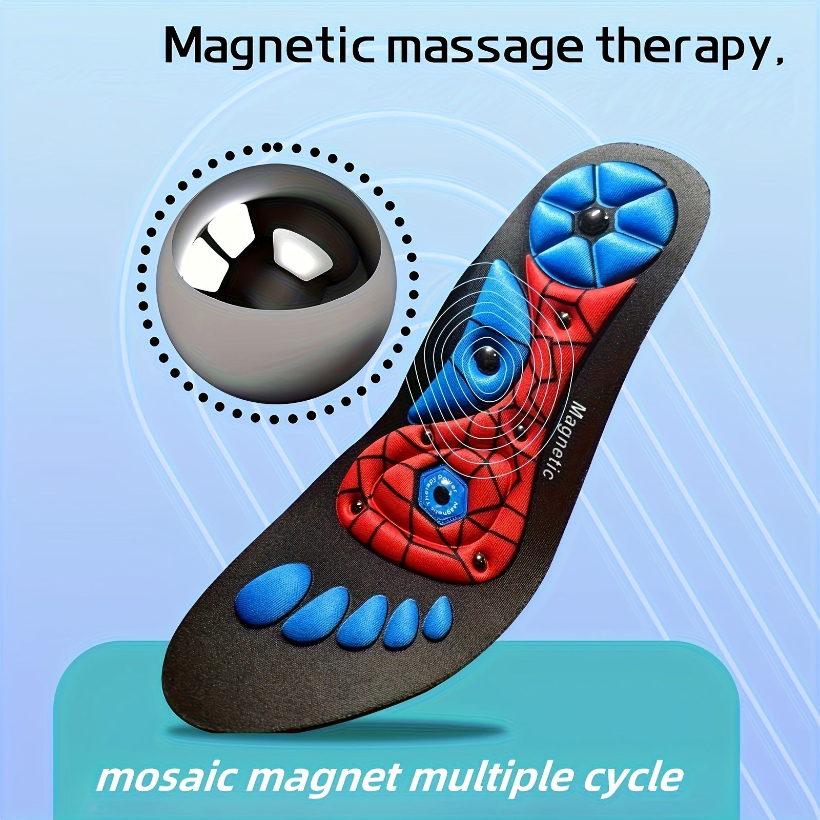 Unisex EVA Magnetic Acupressure Insoles with Arch Support for Sports