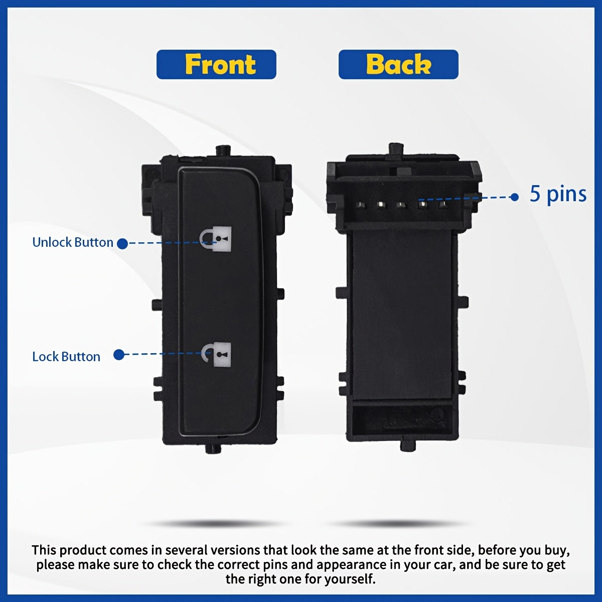 Driver Side Door Lock Switch for Trucks Left-Hand Drive 5-Pin