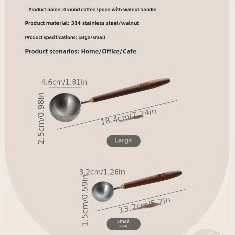 Walnut Wooden Handle Coffee Scoop Stainless Steel Measuring Spoon
