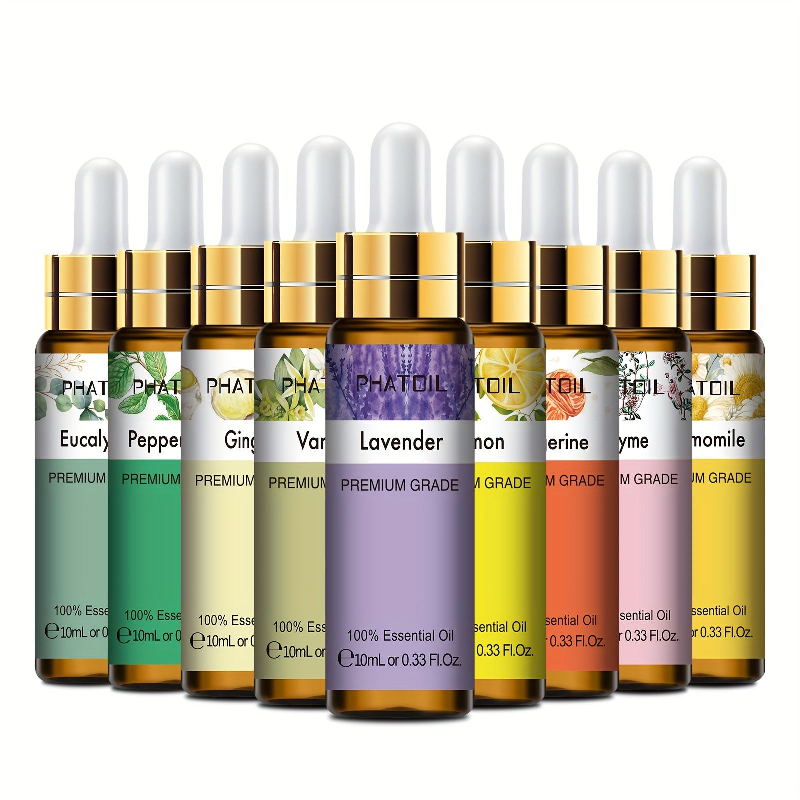 PHATOIL Efir moyi Yagona 10ml - Kayfiyatni ko'taruvchi aromaterapiya suvi, ko'p maqsadli foydalanish, yuqori sifatli, oqmas, UV nurlanishiga chidamli - 1 shisha