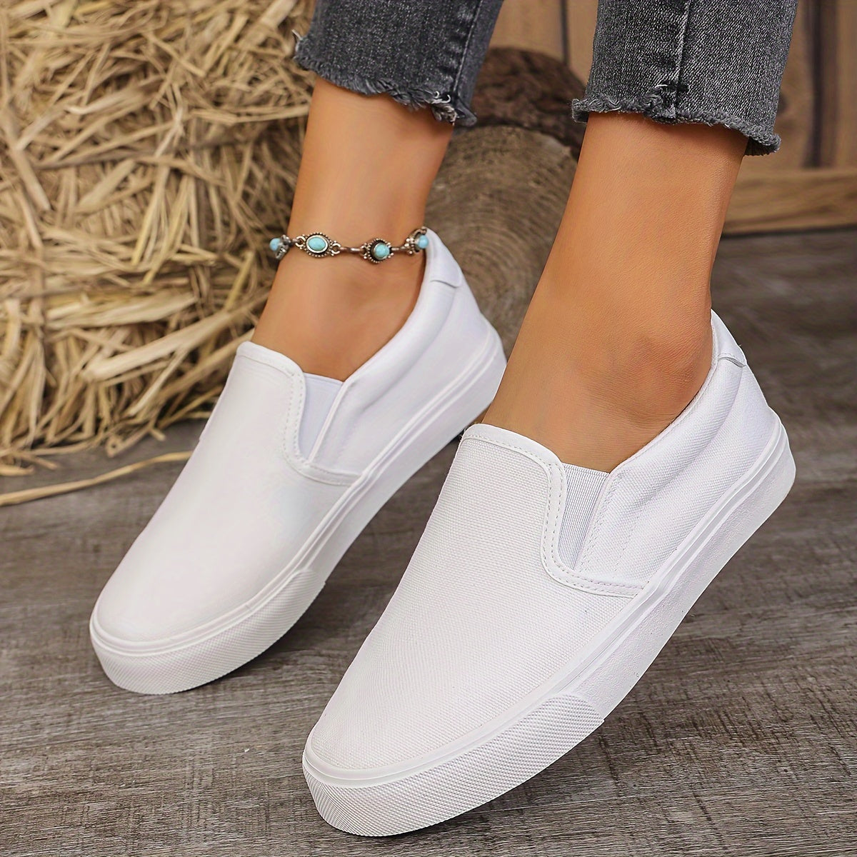 Women's Casual Leather Loafers White Flat Shoes Walking Sneakers