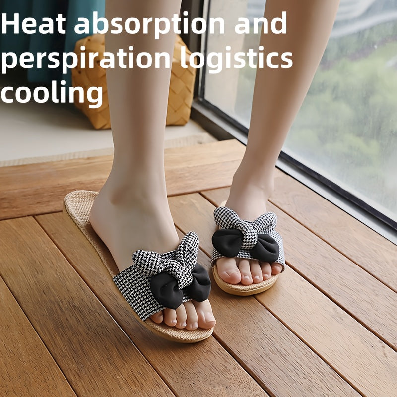 Women's Summer Slides Lightweight Woven Bow Indoor Outdoor Slippers Beige Black Red Green Orange