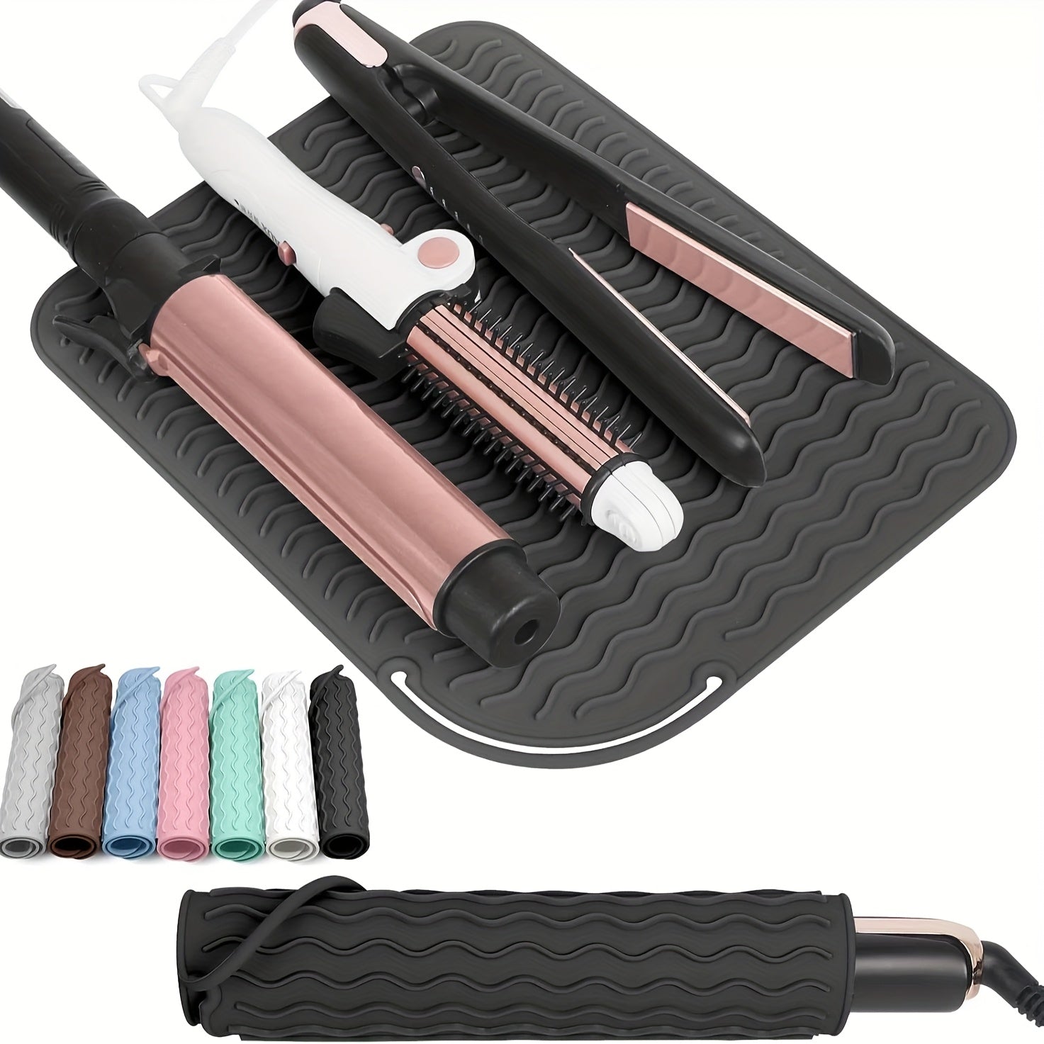 Силиконовая дорожная подставка для инструментов для укладки волос, устойчивое к нагреванию, 21x16 см