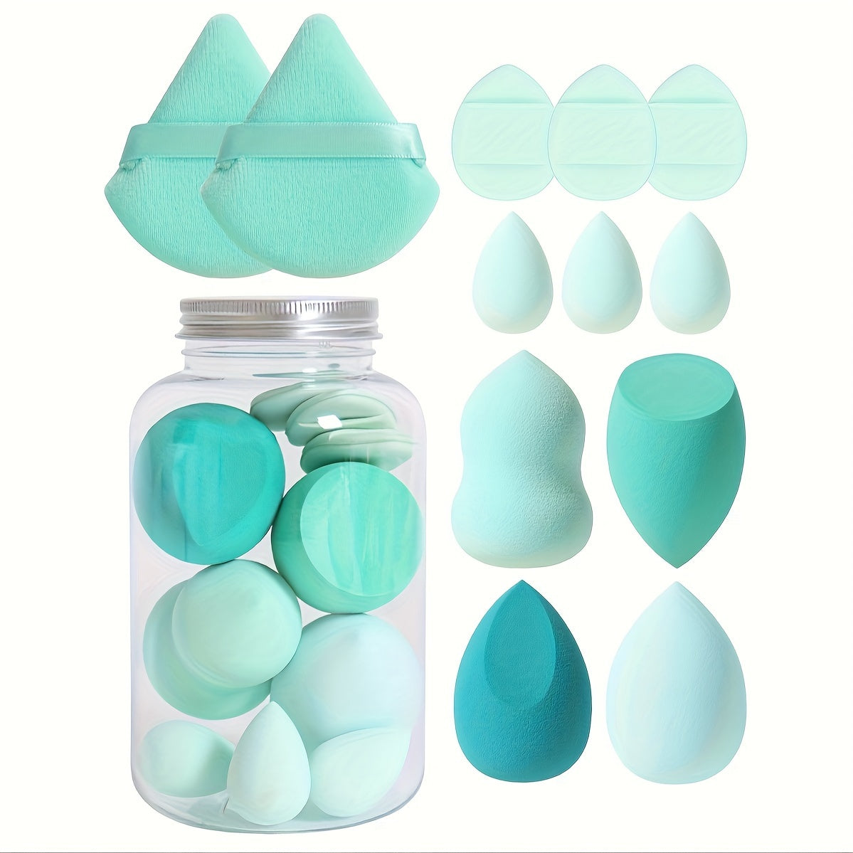 Set de 12 esponjas de maquillaje sin látex para base líquida y corrector