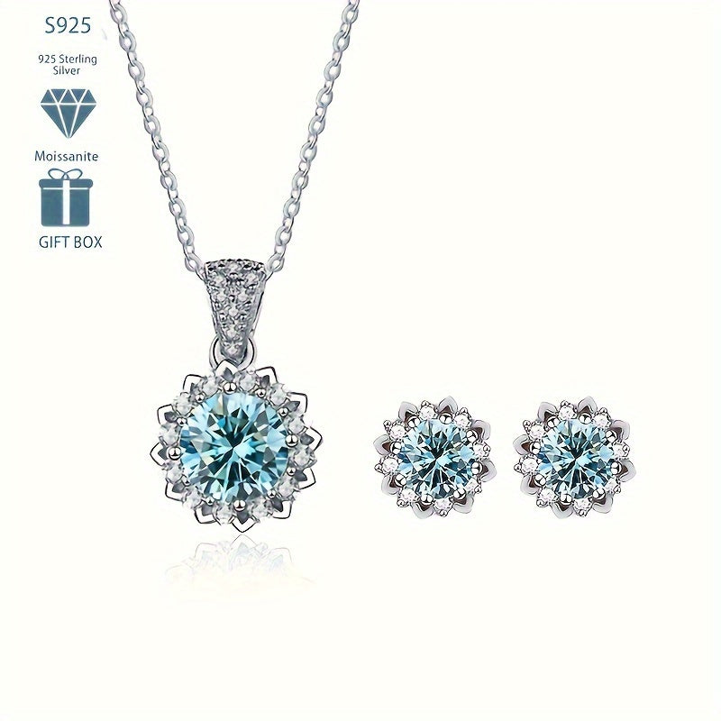 Ushbu zamonaviy 4.5g S925 Silver Moissanite marjon va quloq bilaguzuklari to'plami klassik 1CT gullar dizayniga ega. To'plam kumush qoplamali bo'lib, partiyalar, ta'tillar va 14-fevral kuni sovg'a sifatida mukammal. Ushbu mashhur moda bayonoti albatta