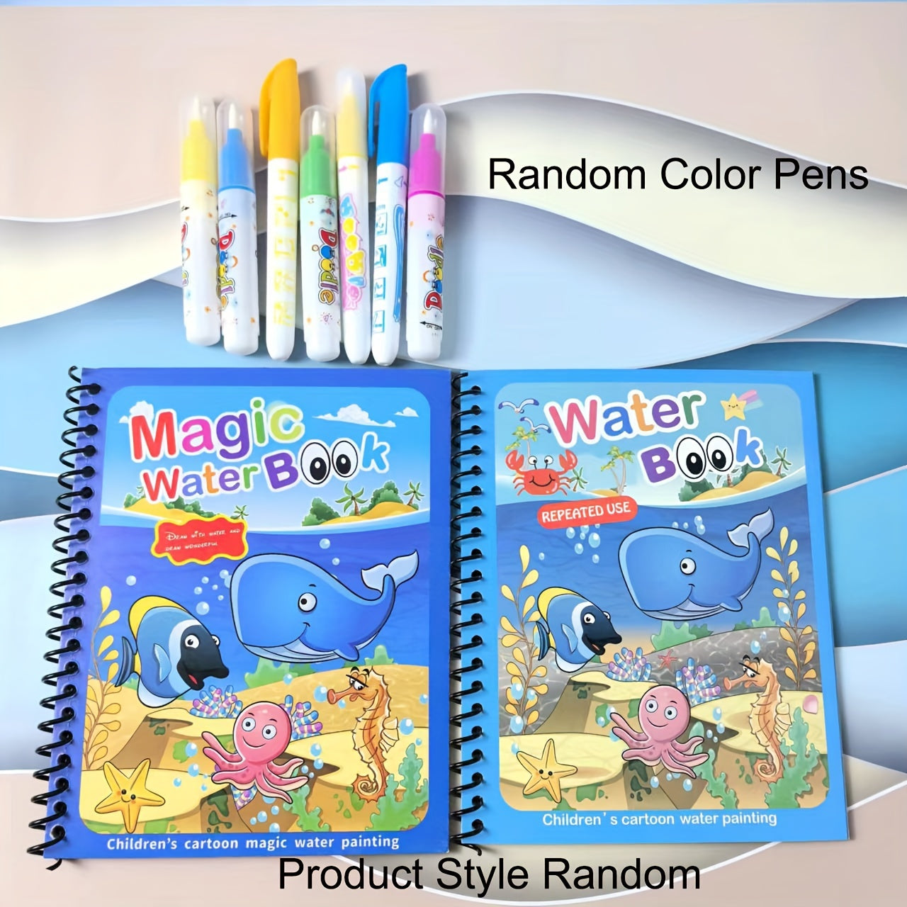 Water Coloring Book for Kids Ages 3 Plus Reusable Water Drawing Pad with Color Pen Educational Painting Activity