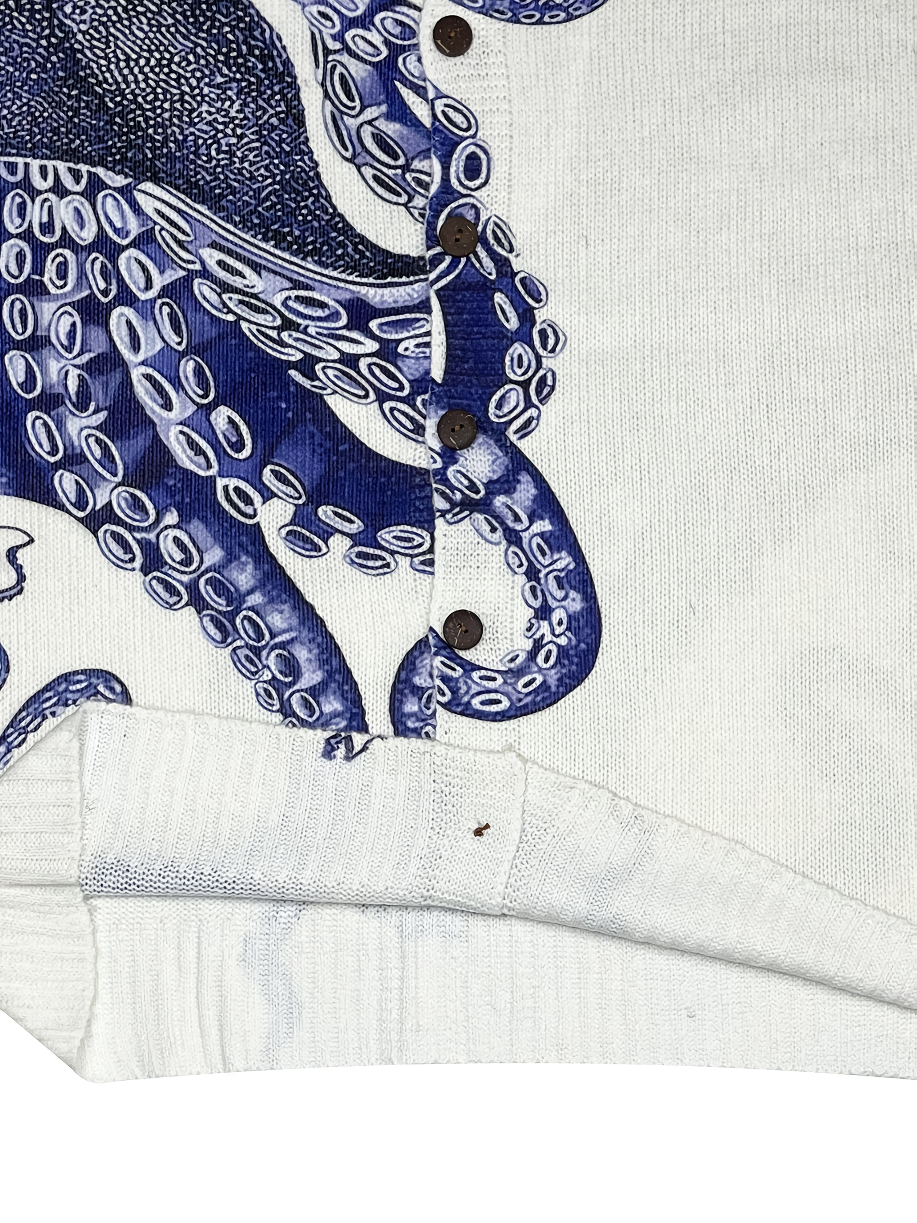 Women's 3D Printed Octopus Cardigan Blue Color Block Casual Sweater