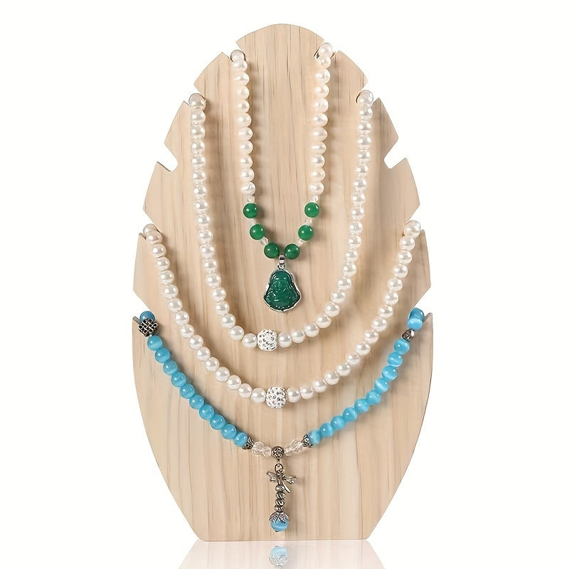 Khaki Wood Jewelry Stand with Flame Pattern for Necklaces Bracelets Watches