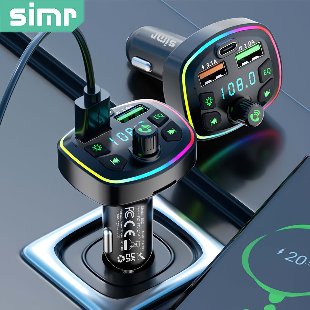 Wireless Car Charger with FM Transmitter, Fast USB & Type-C Charging
